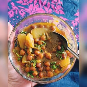 Indian black chickpeas and potato salad